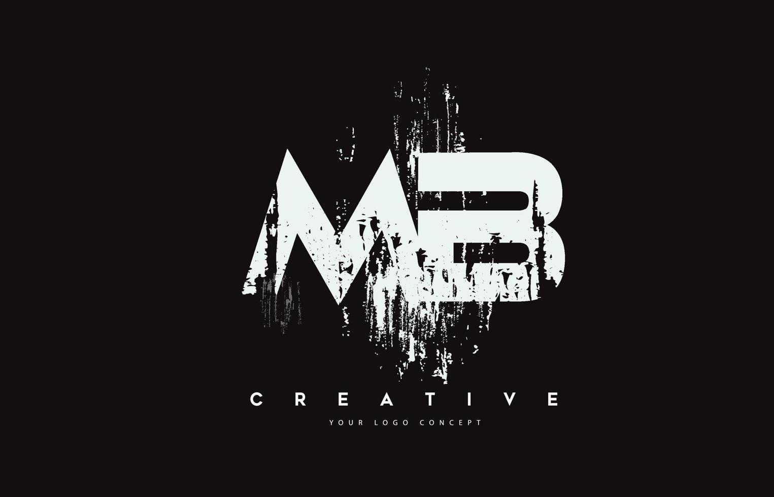 MB M B Grunge Brush Letter Logo Design in White Colors Vector Illustration.