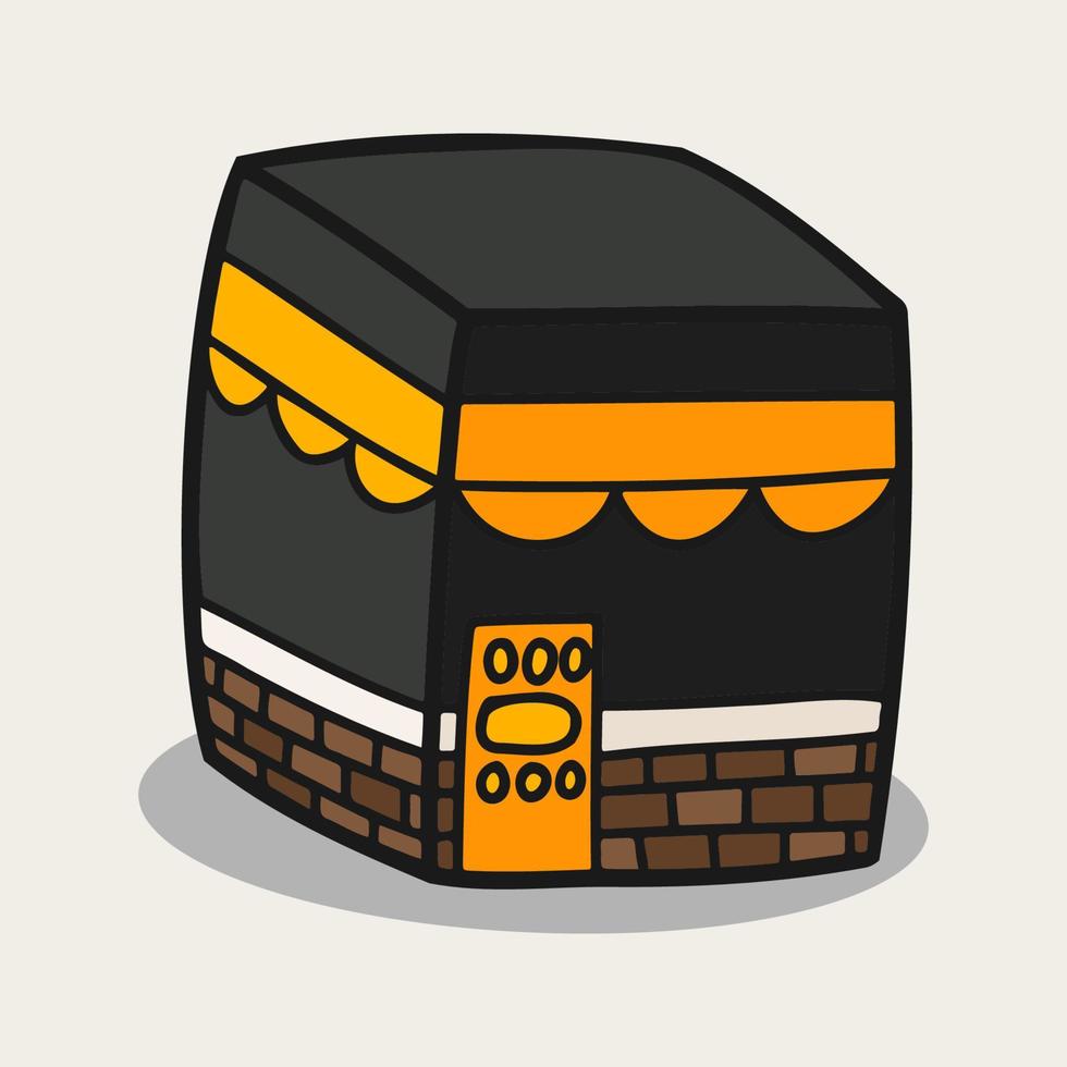 Kaaba Vector icon Illustration graphic. Hand drawn Doodle ramadan kareem