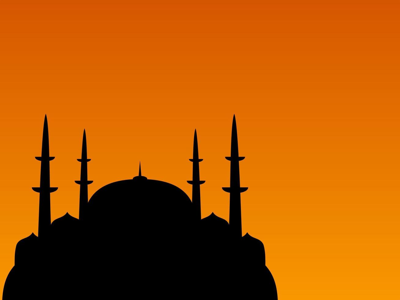 la silueta de la mezquita por la tarde vector