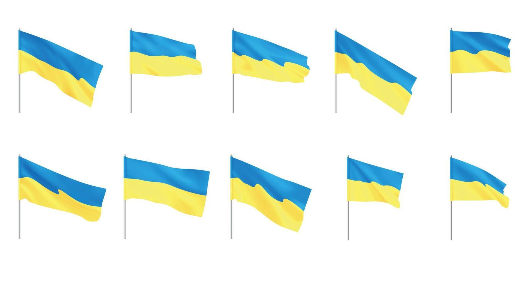 Ukraine flags. National Ukrainian yellow blue flags. vector