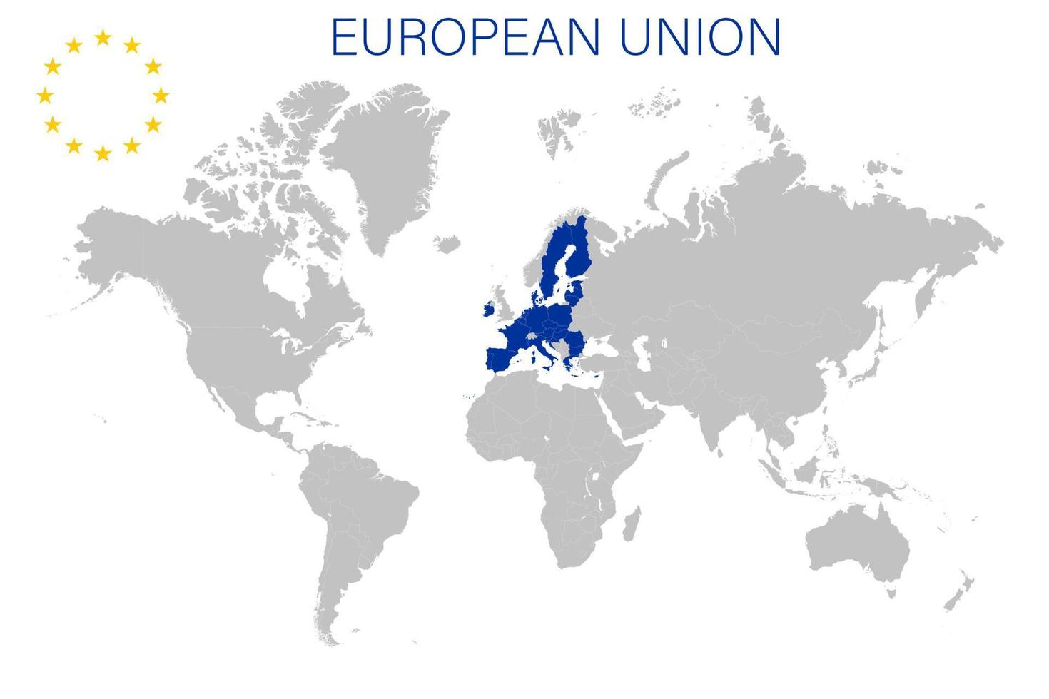 European Union on political map of the world in 2022 vector