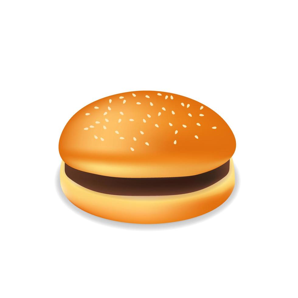 hamburguesa o sándwich realista con comida rápida de carne vector
