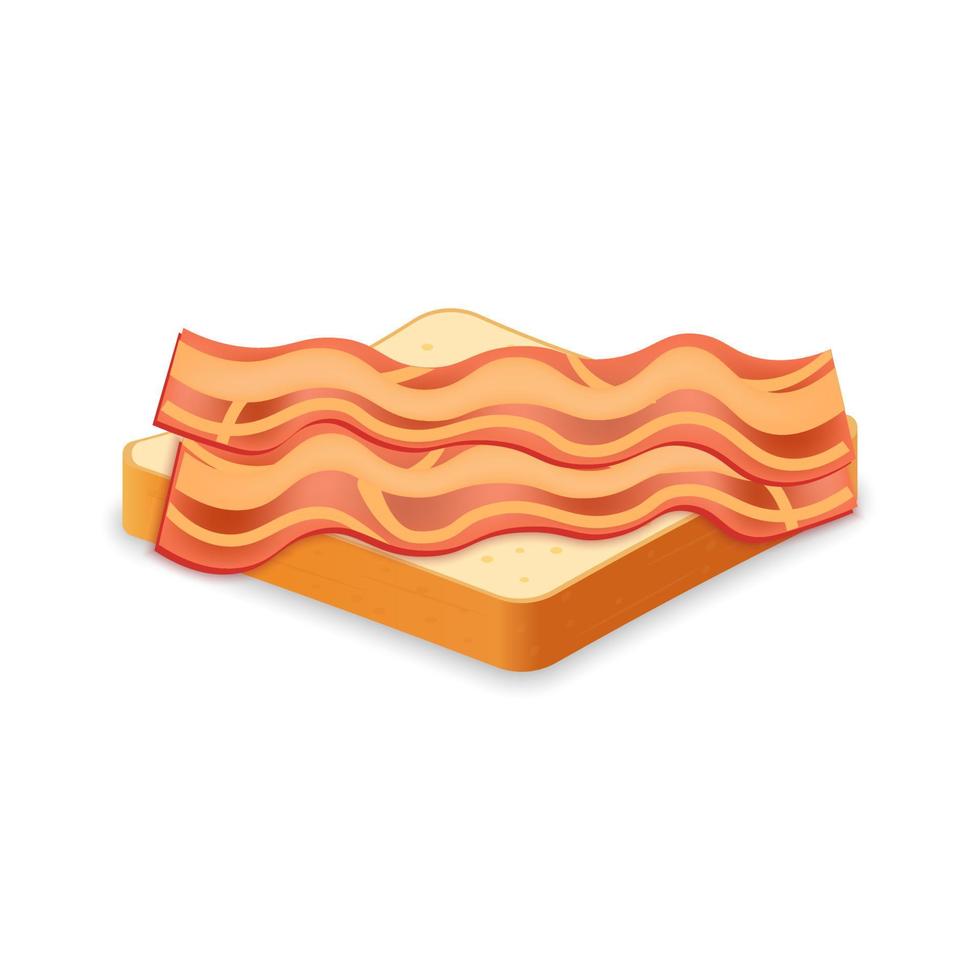 Sandwich from fresh bread with bacon Illustration of fast food meal vector