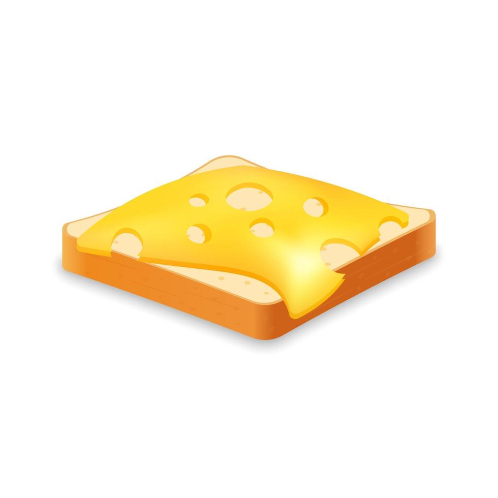 Sandwich from fresh bread and cheese Illustration of fast food meal vector