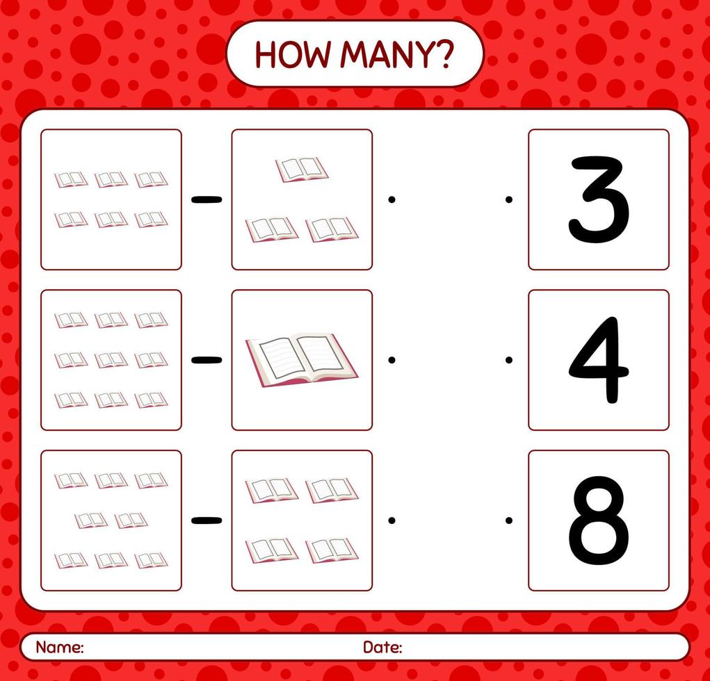 How many counting game with quran. worksheet for preschool kids, kids activity sheet, printable worksheet vector