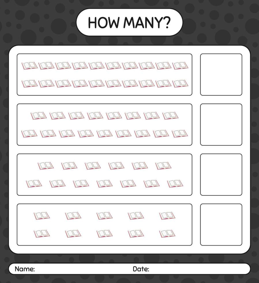 How many counting game with quran. worksheet for preschool kids, kids activity sheet, printable worksheet vector