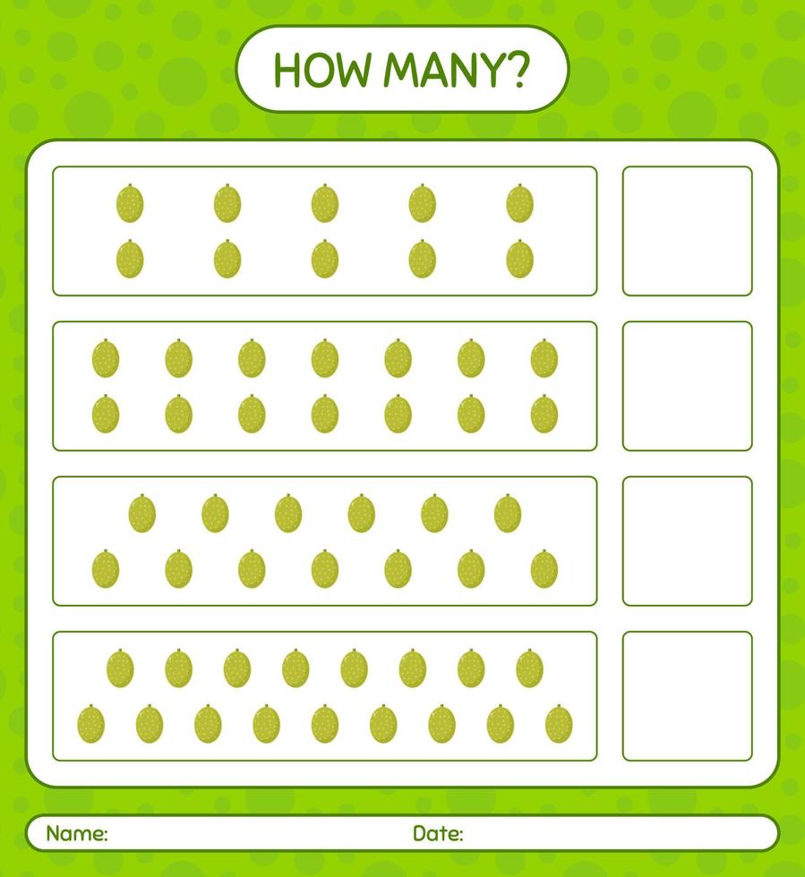 how many counting game with jackfruit worksheet for preschool kids kids activity sheet printable worksheet 6799241 vector art at vecteezy