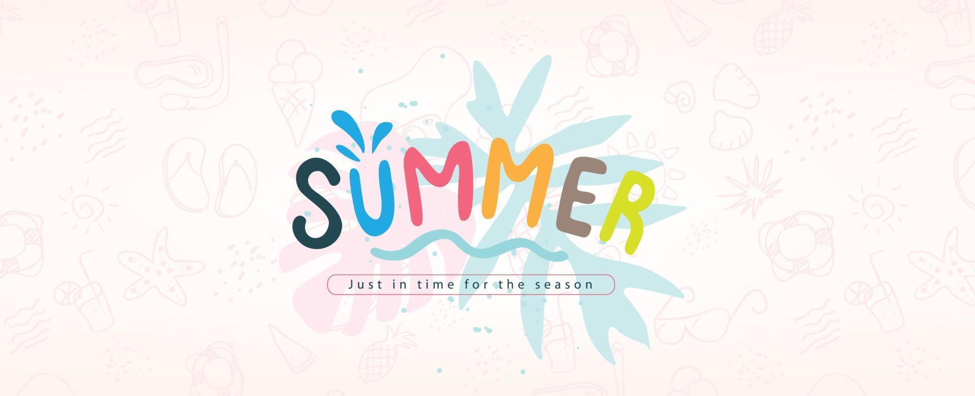 Tropical Colorful Summer beach vibes background layout design vector
