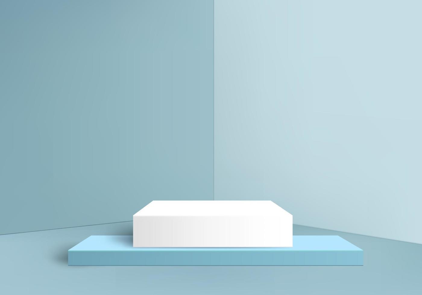 White square pedestal in the green room for show product vector