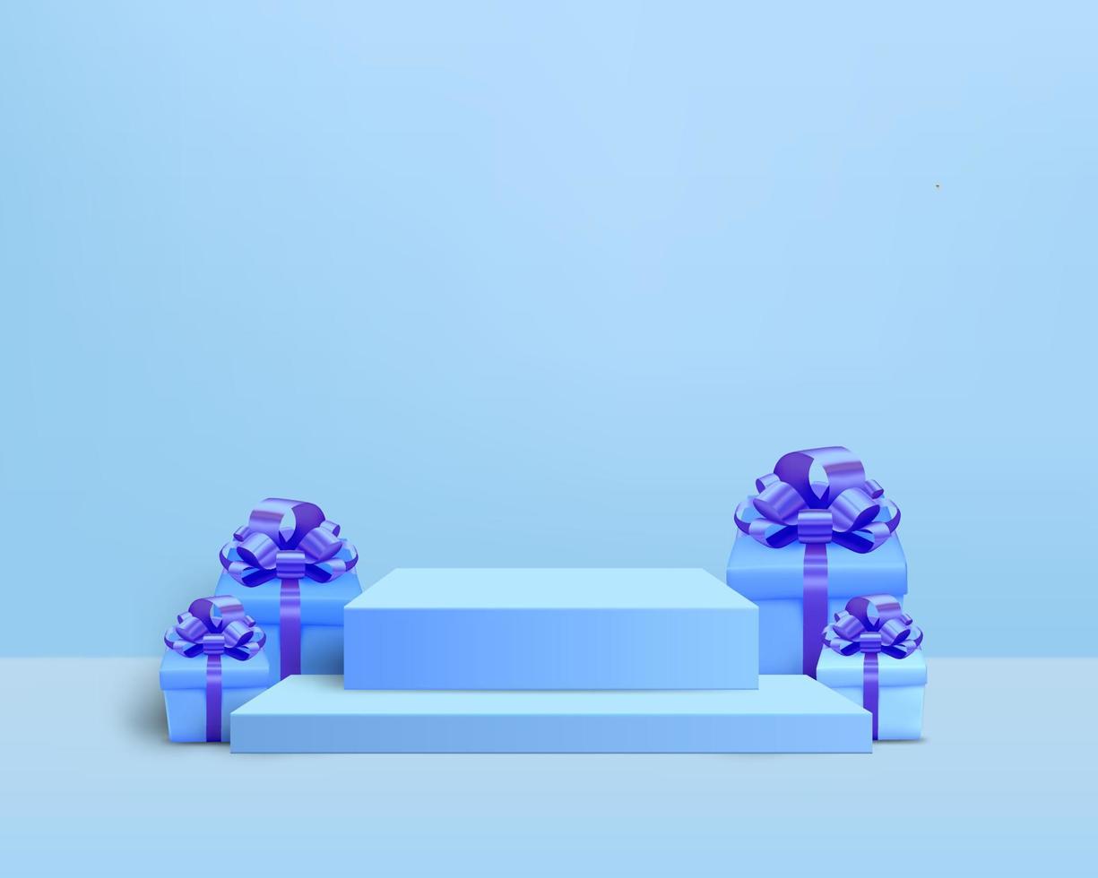 Pedestal with gift and beautiful bow for showing product vector