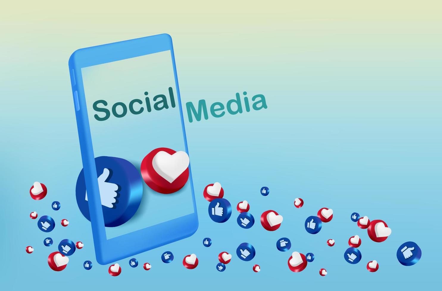 Social media icon with smartphone 3d design vector