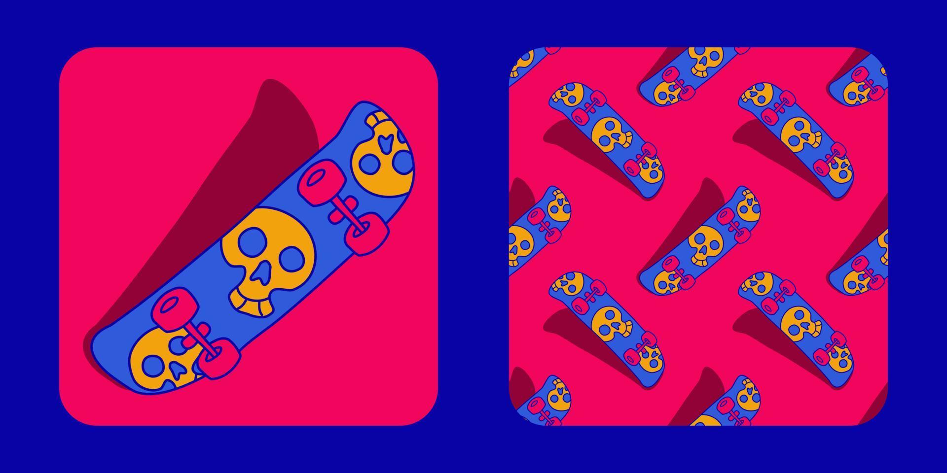Illustration of skateboard with design pattern. Can be used for sticker, design composition, print on clothes, etc. vector