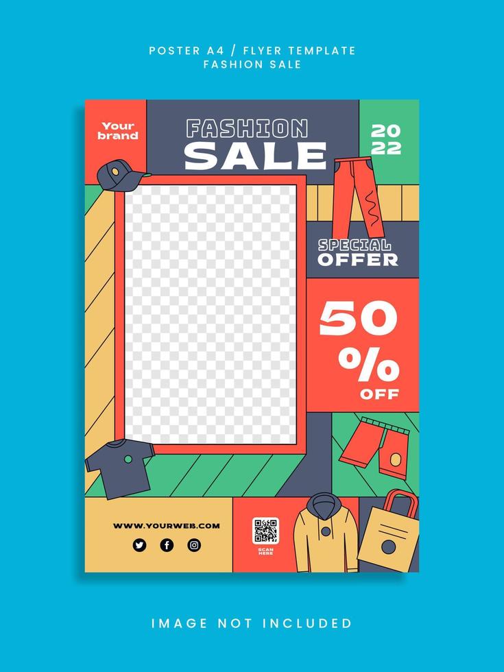 Groovy fashion sale poster template vector