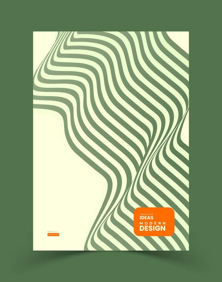 Plantilla de cartel ondulado 3d con colores verdes monocromáticos sobre fondo blanco vector