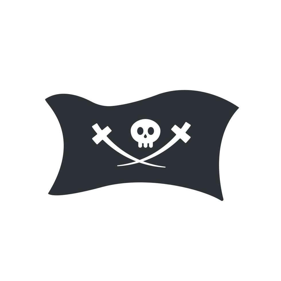 bandera pirata con calavera y espadas cruzadas vector