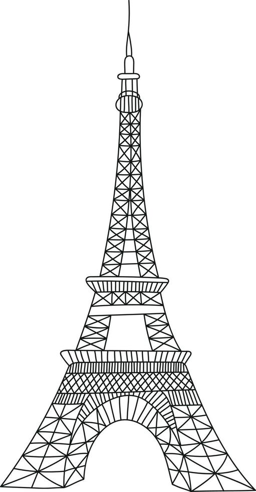 estilo romántico del doodle de la torre eiffel de parís vector