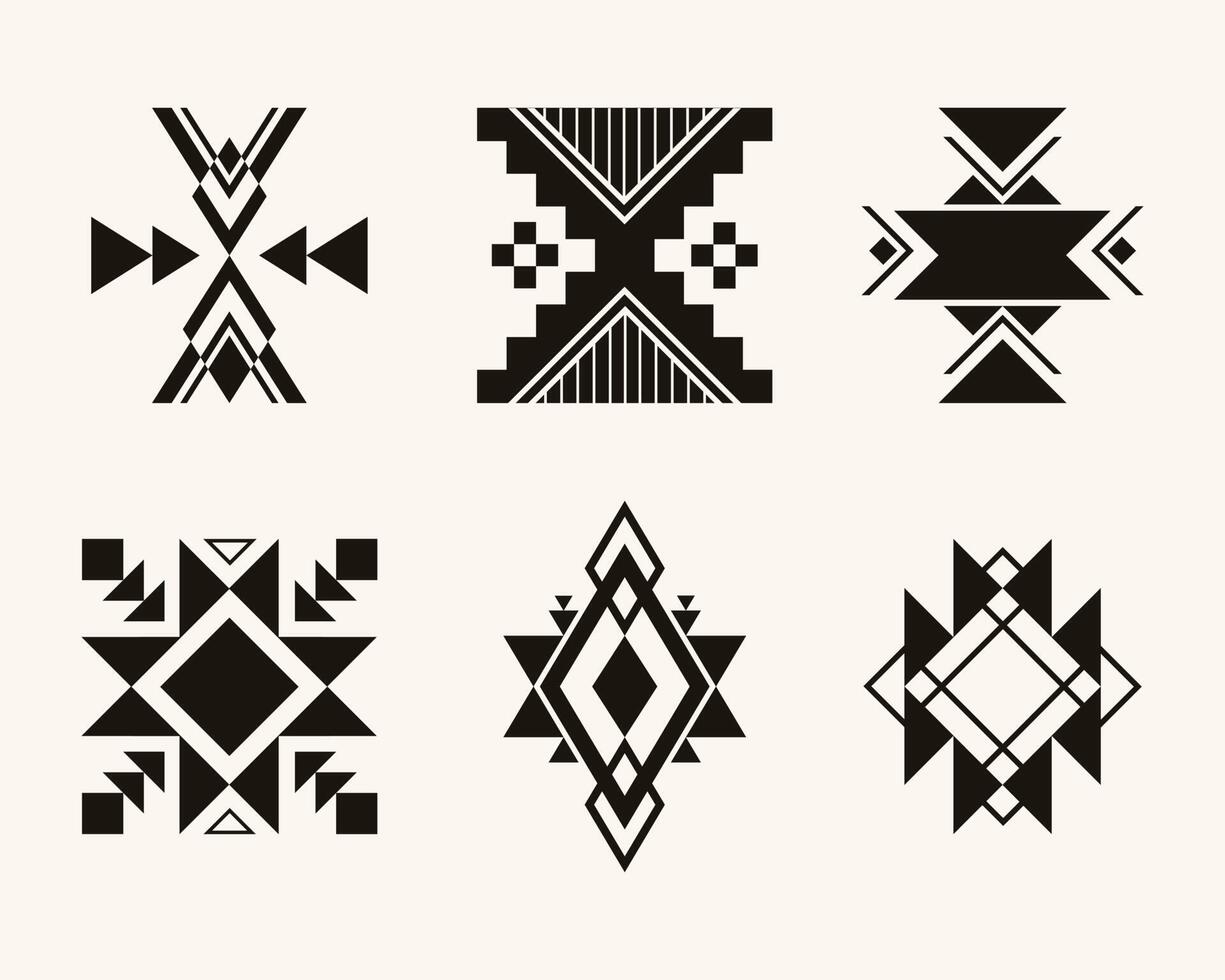 set of tribal decorative elements. Ethnic pattern for textile design. aztec geometric ornament. vector