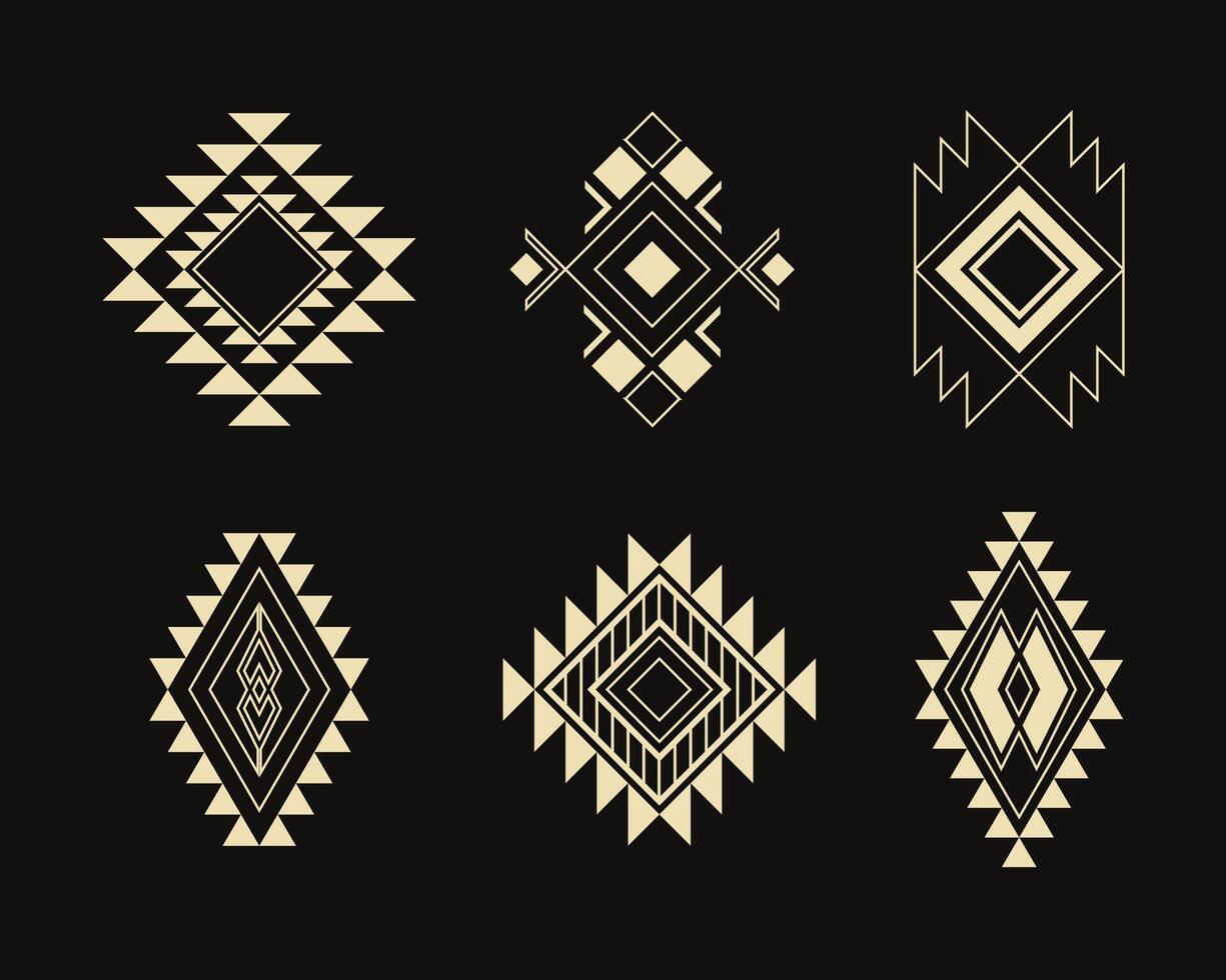 set of tribal decorative elements. Ethnic pattern for textile design. aztec geometric ornament. vector