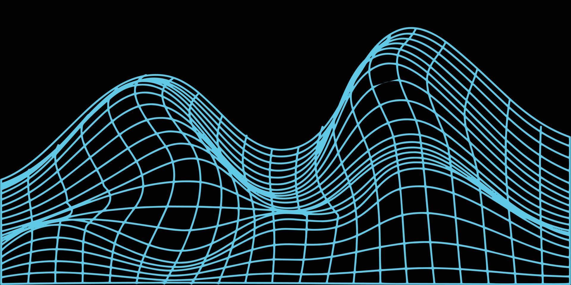 estilo de estructura alámbrica abstracta de los años 80. ilustración de fondo de rejilla futurista retro. elemento gráfico de diseño de tecnología. estilo de diseño cyberpunk en vector. vector