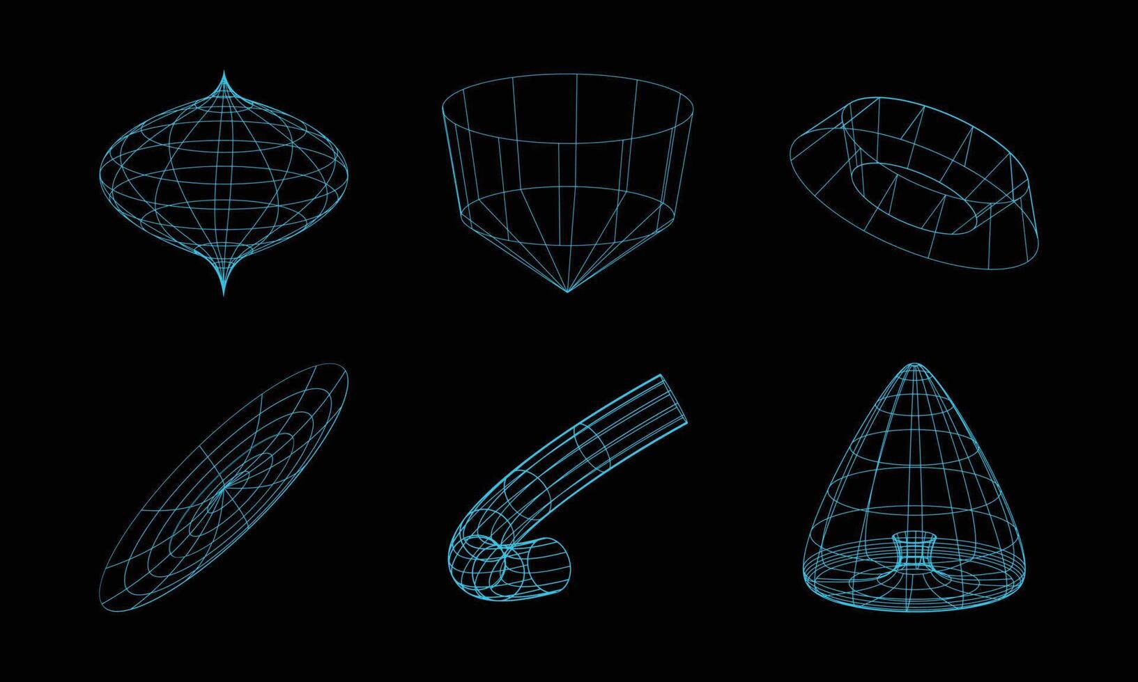 estilo de estructura alámbrica abstracta de los años 80. ilustración de rejilla futurista retro. elemento gráfico de diseño de tecnología. paquete de estilo de diseño cyberpunk en vector. vector