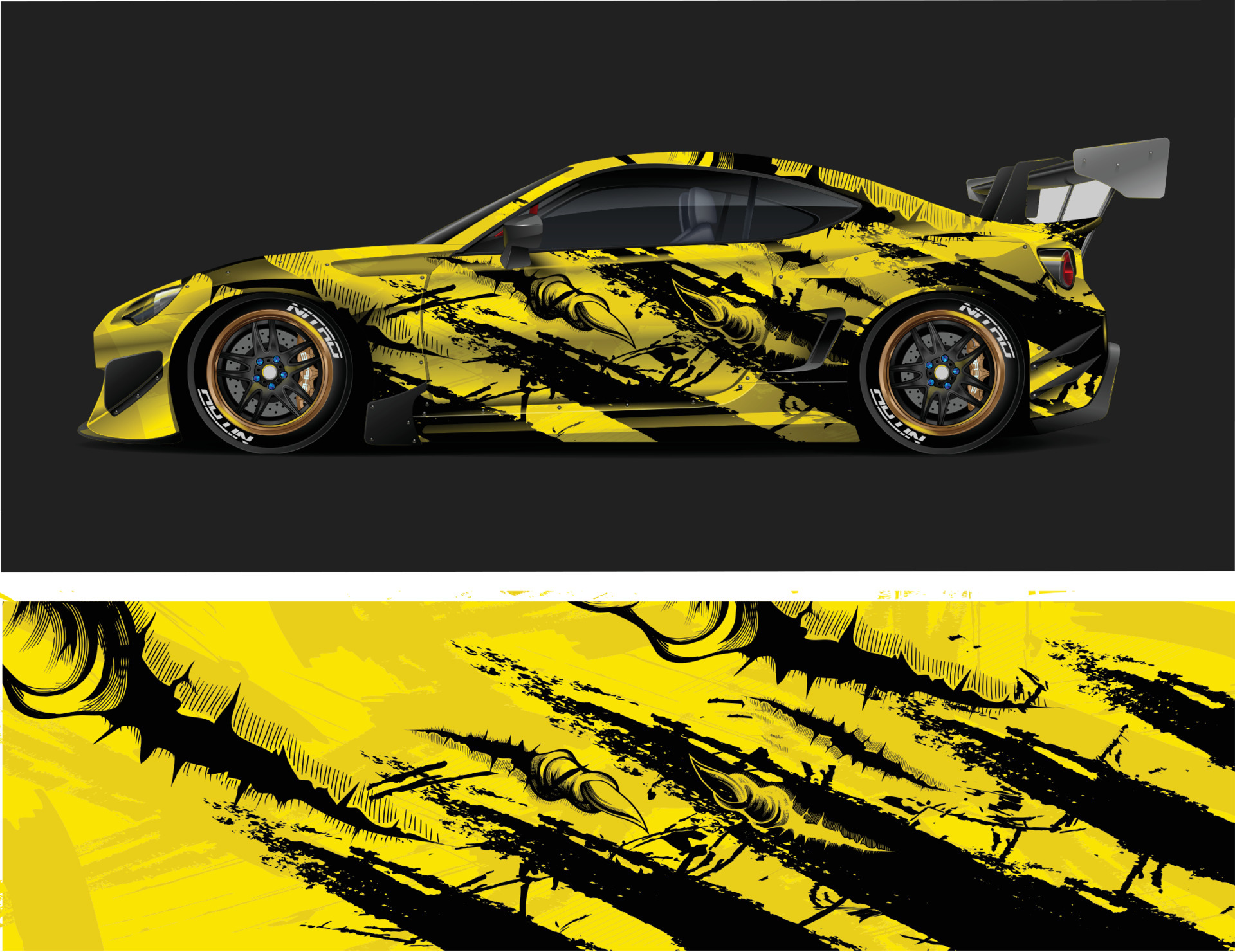 car decal wrap design yellow and Black Graphics 6799777 Vector Art at Vecteezy
