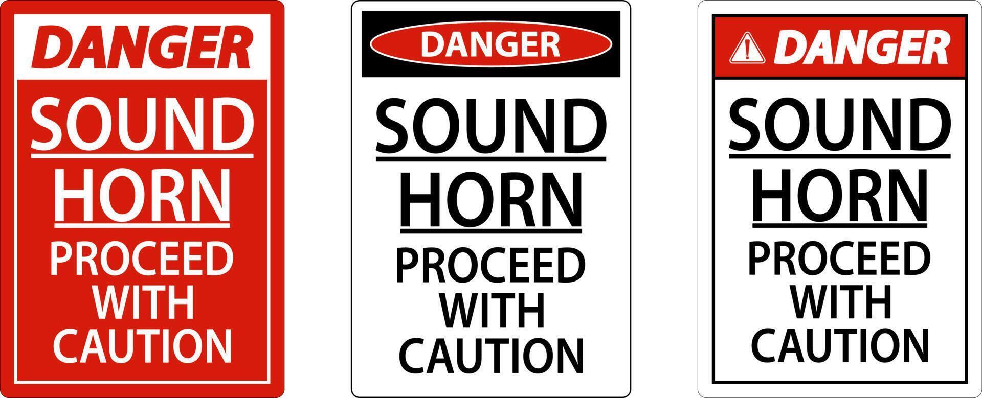 Sound Horn Proceed With Danger Sign On White Background vector