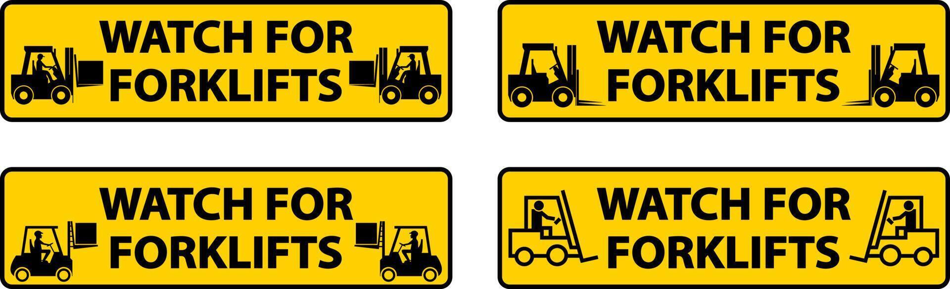 Watch For Forklifts Floor Sign On White Background vector