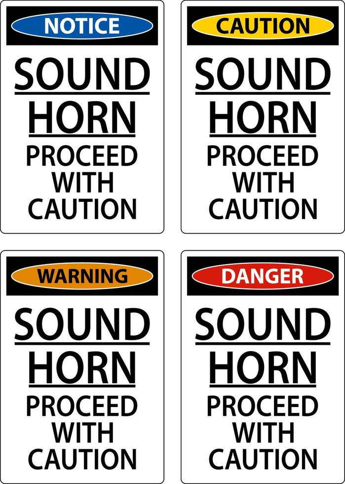 Sound Horn Proceed With Caution Sign On White Background vector