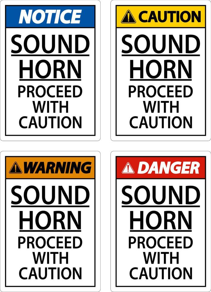 Sound Horn Proceed With Caution Sign On White Background vector