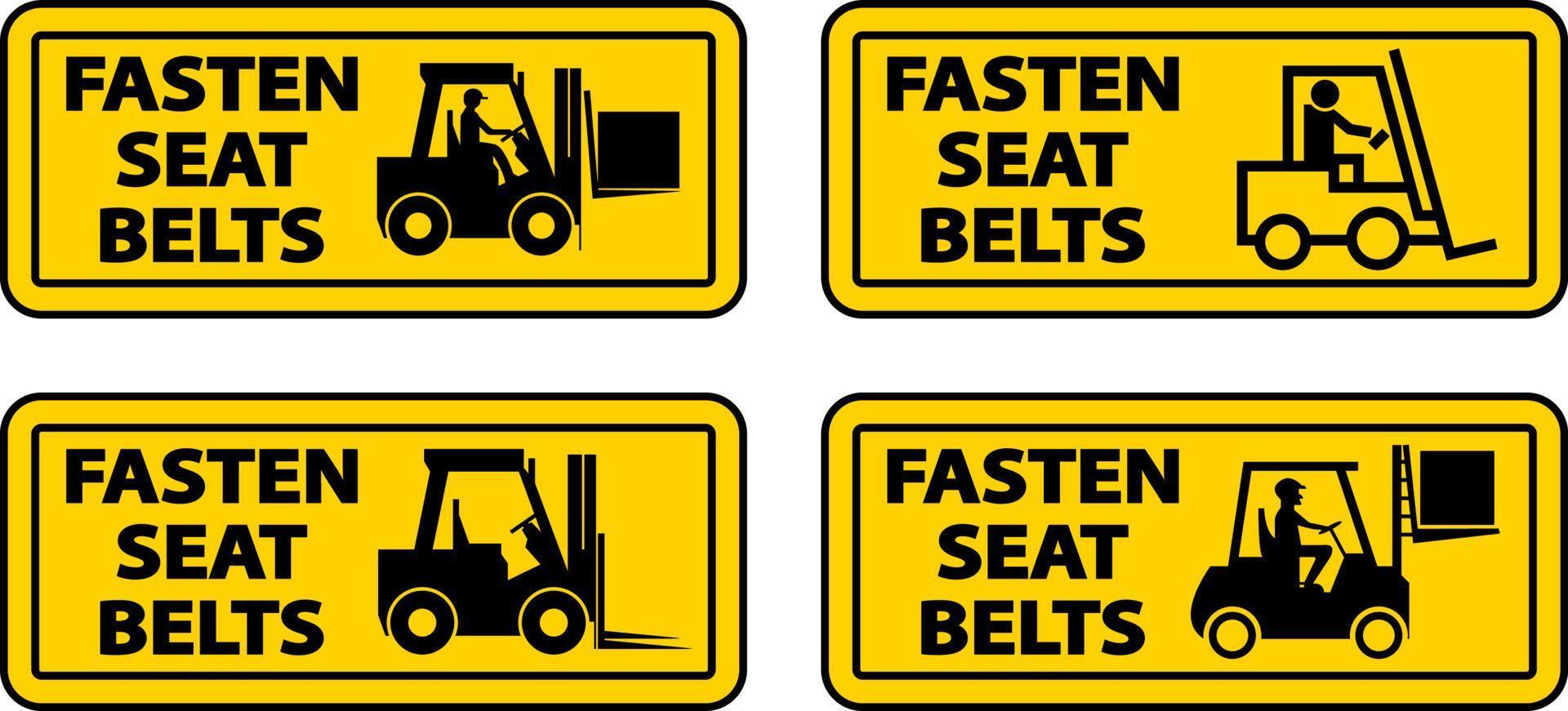 abroche el cartel de la etiqueta de los cinturones de seguridad en el fondo blanco vector
