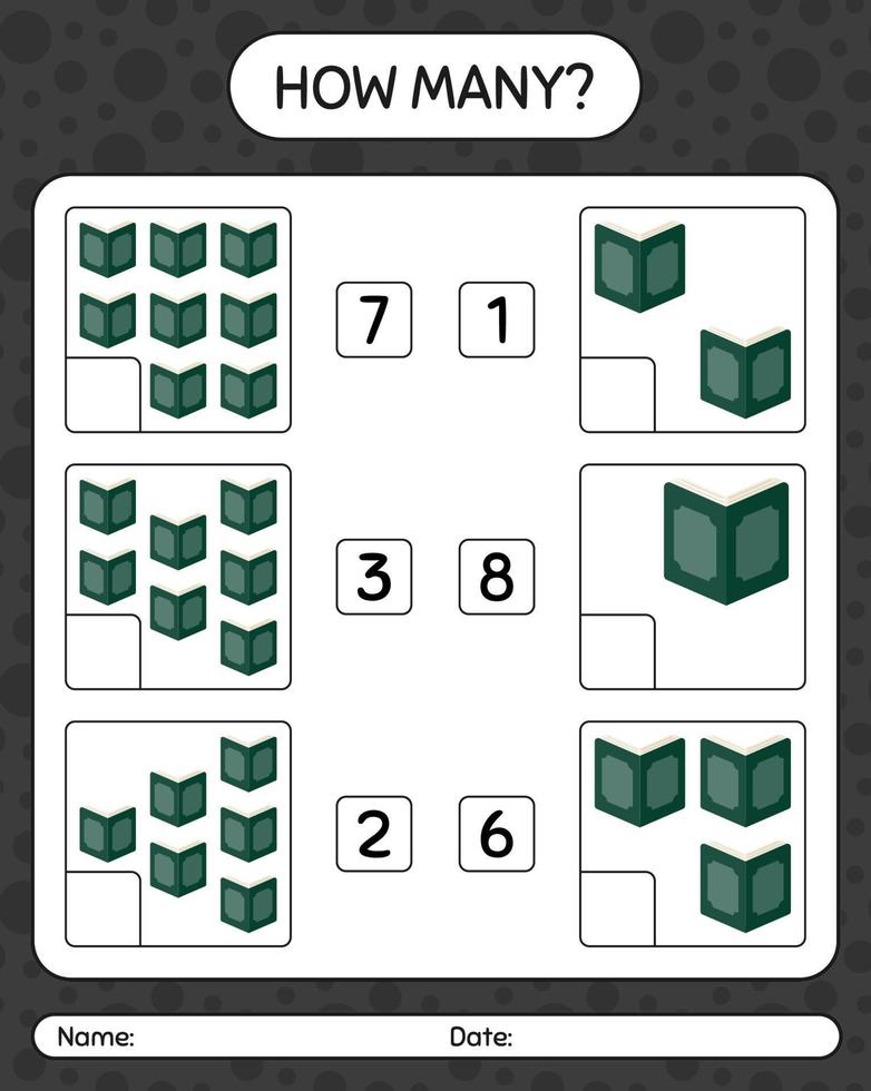 How many counting game with quran. worksheet for preschool kids, kids activity sheet, printable worksheet vector