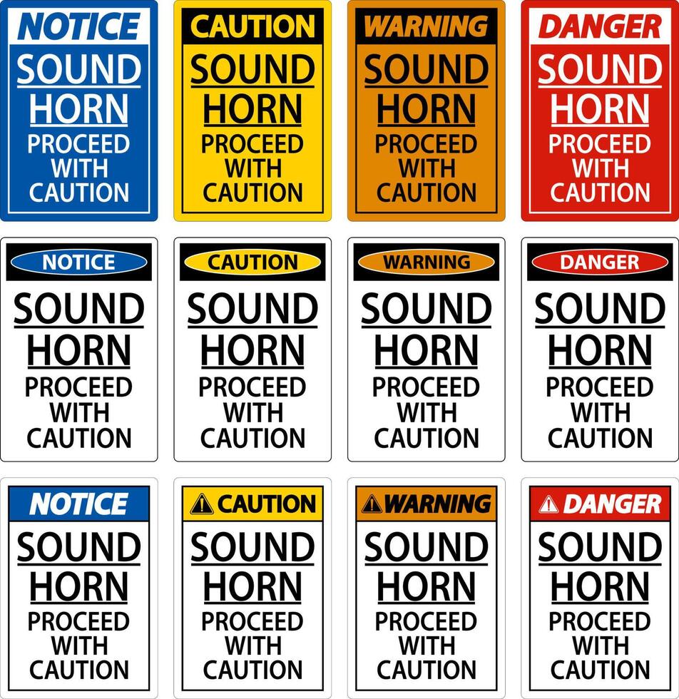 Sound Horn Proceed With Caution Sign On White Background vector