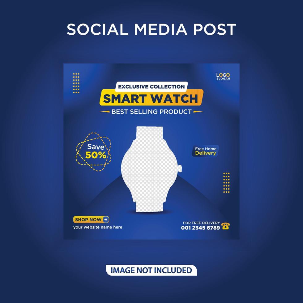 banner exclusivo de publicación en redes sociales de smart watch vector