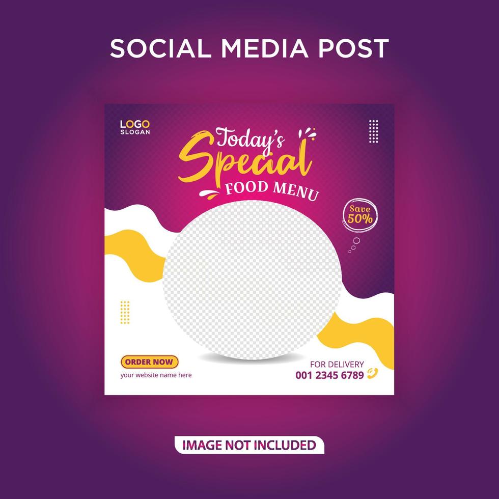 Today's special food menu social media banner post vector