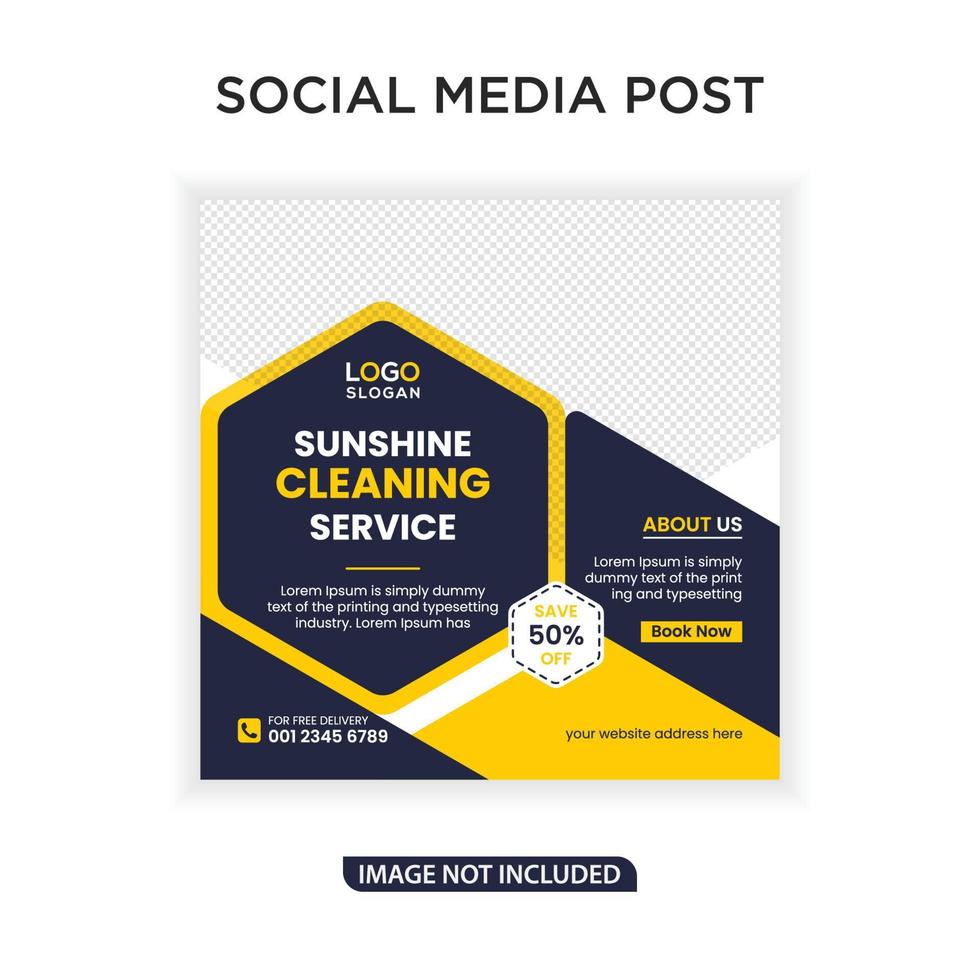 Cleaning services banner and social media post vector