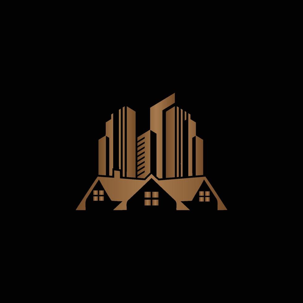 Real estate golden home logo vector design