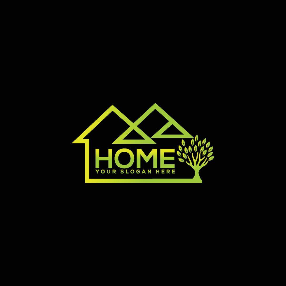 Abstract and creative Green home logo design vector