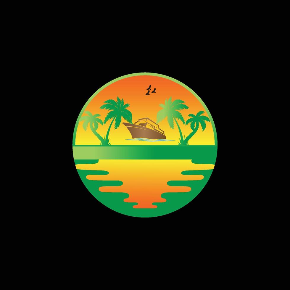 Creative summer sunset logo design vector