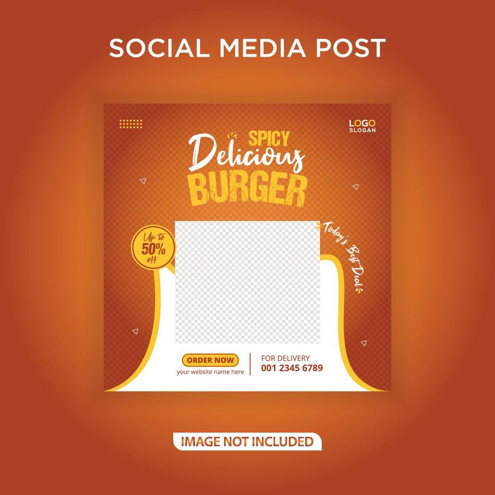 Spicy delicious burger social media banner vector