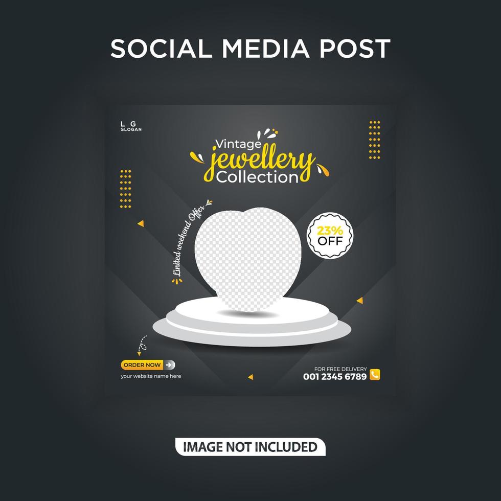 Vintage jewellery social media banner post vector