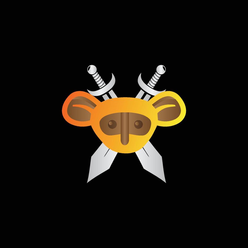 Creative colorful ninja mouse fighter logo design vector