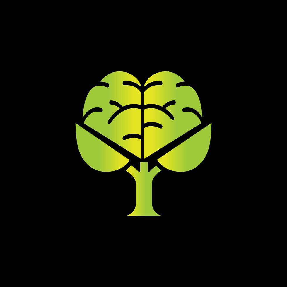vector de símbolo de diseño de logotipo de cerebro de árbol creativo