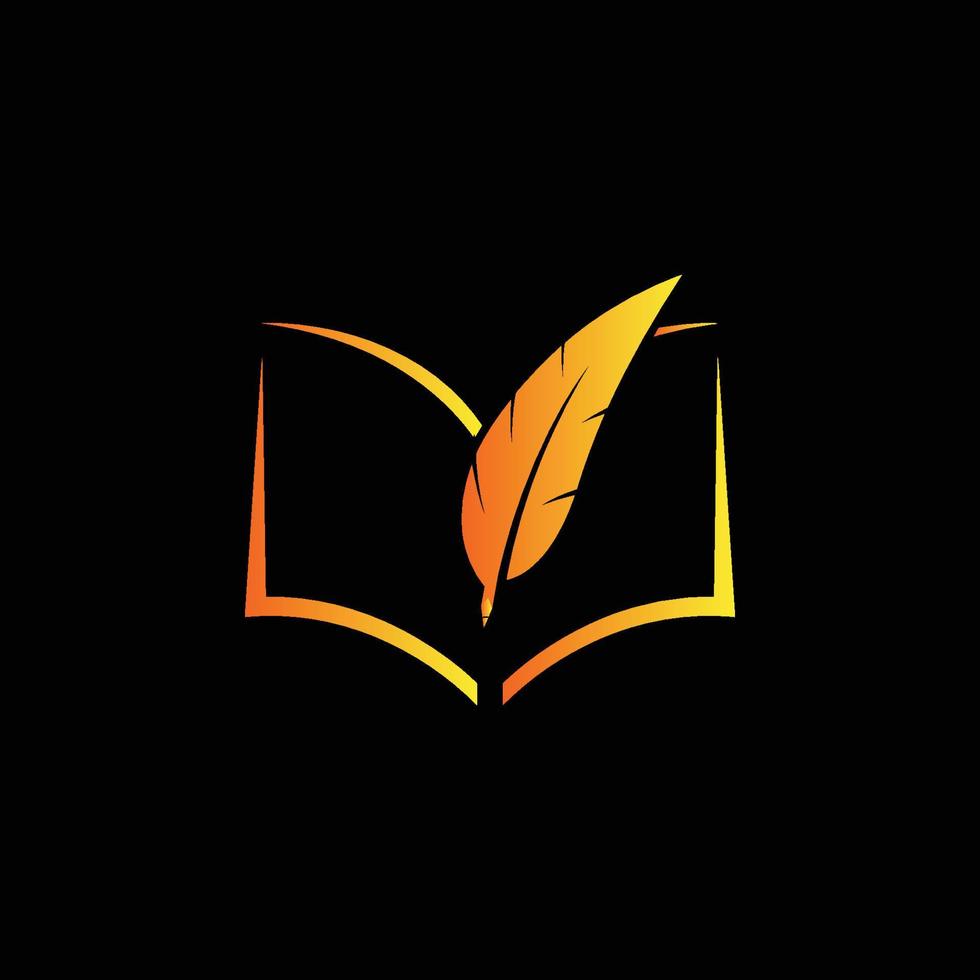 diseño de logotipo de pluma de libro abstracto creativo vector