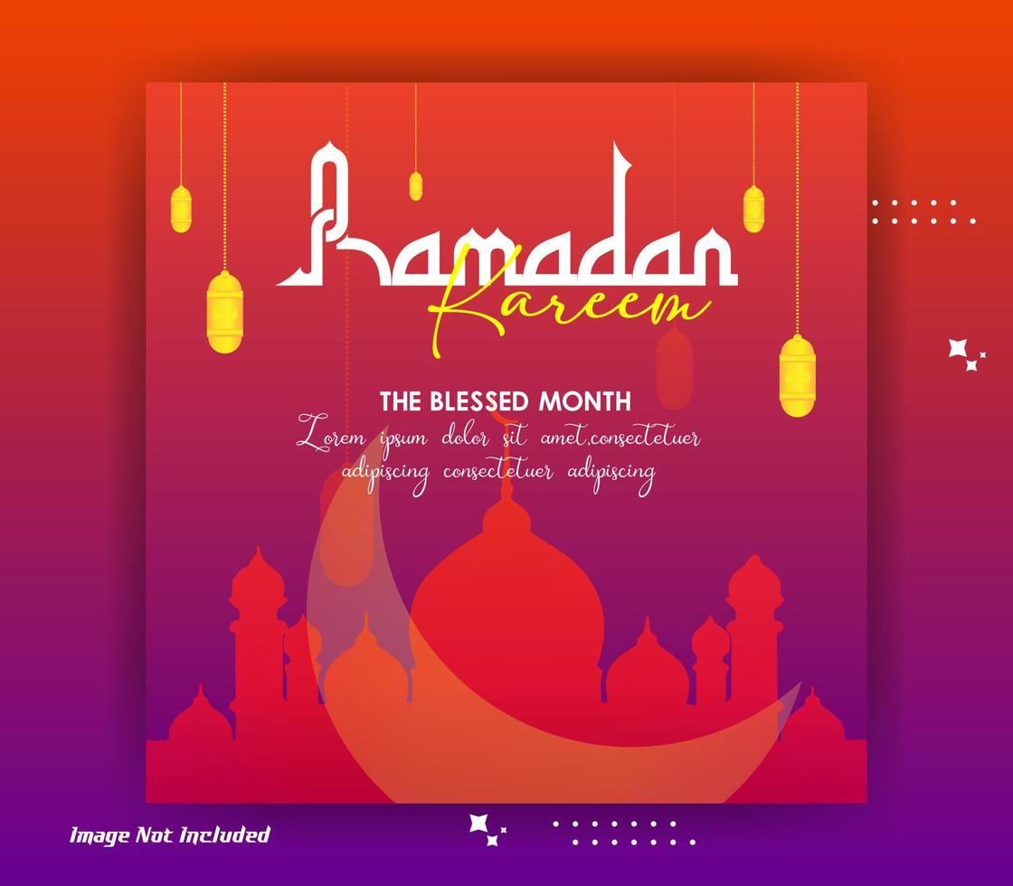 Creative Ramadan Social Media Ads banner design template. EPS vector file in layers for easy editing.