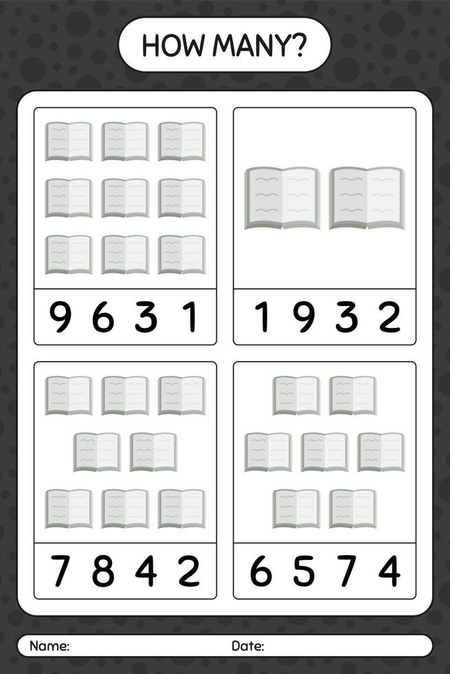 How many counting game with quran. worksheet for preschool kids, kids activity sheet, printable worksheet vector