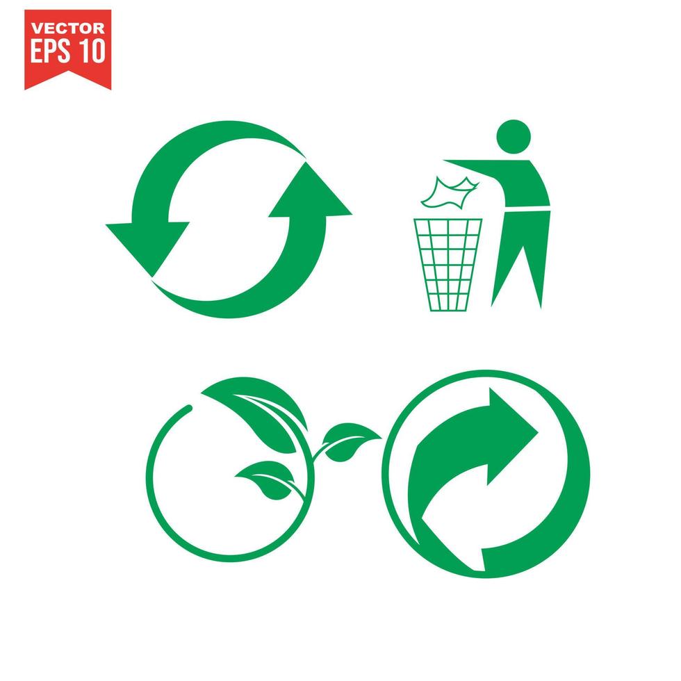 trash icons and recycle signs vector