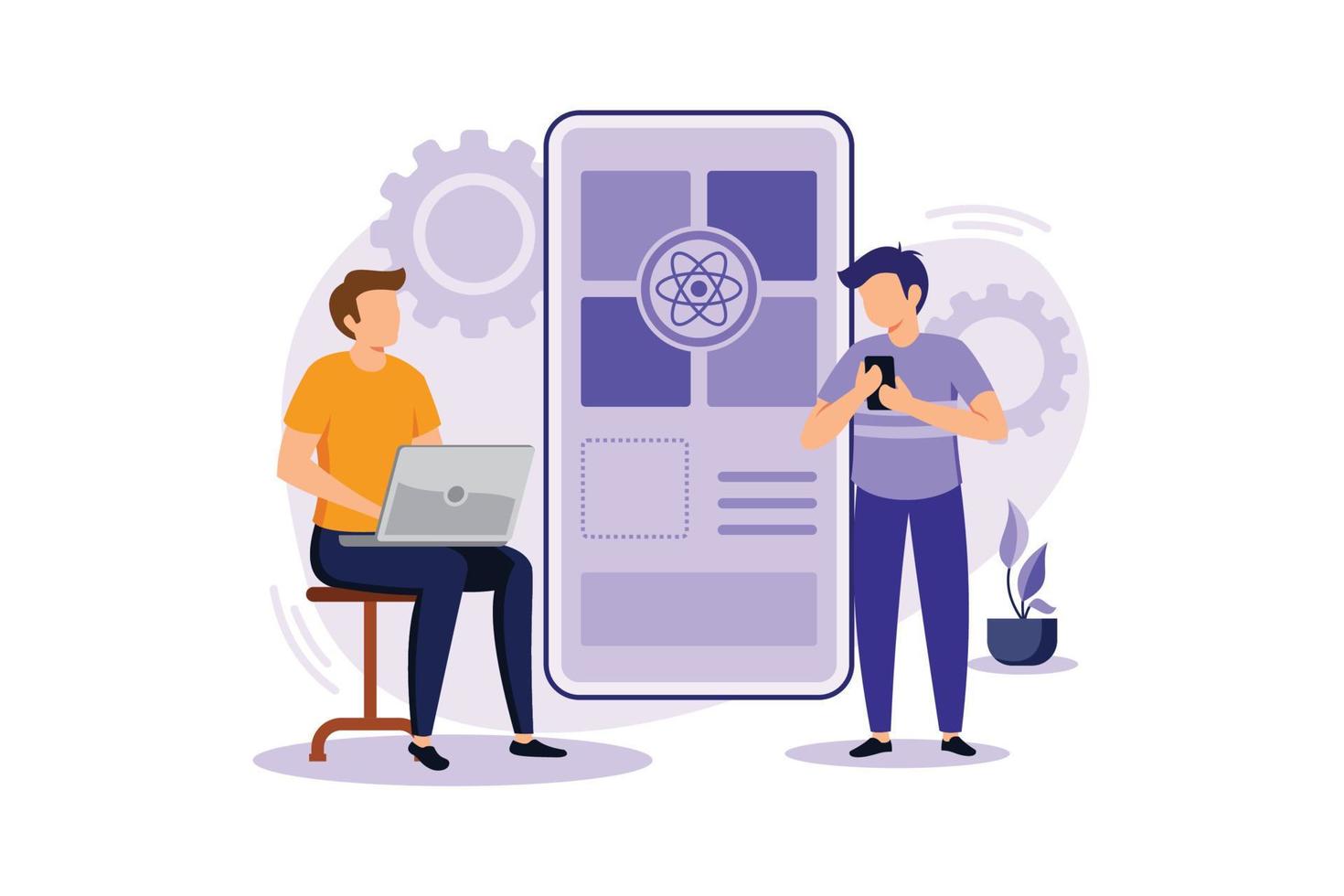 React native mobile app illustration exclusive design vector