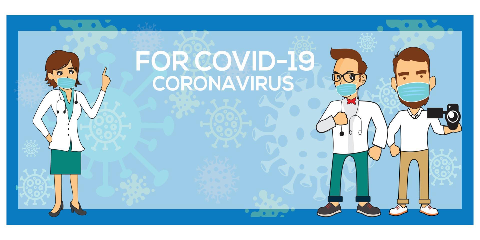 Doctor, People wearing protective Medical mask for prevent virus Wuhan Covid-19 exclusive figure Banner design inspiration vector