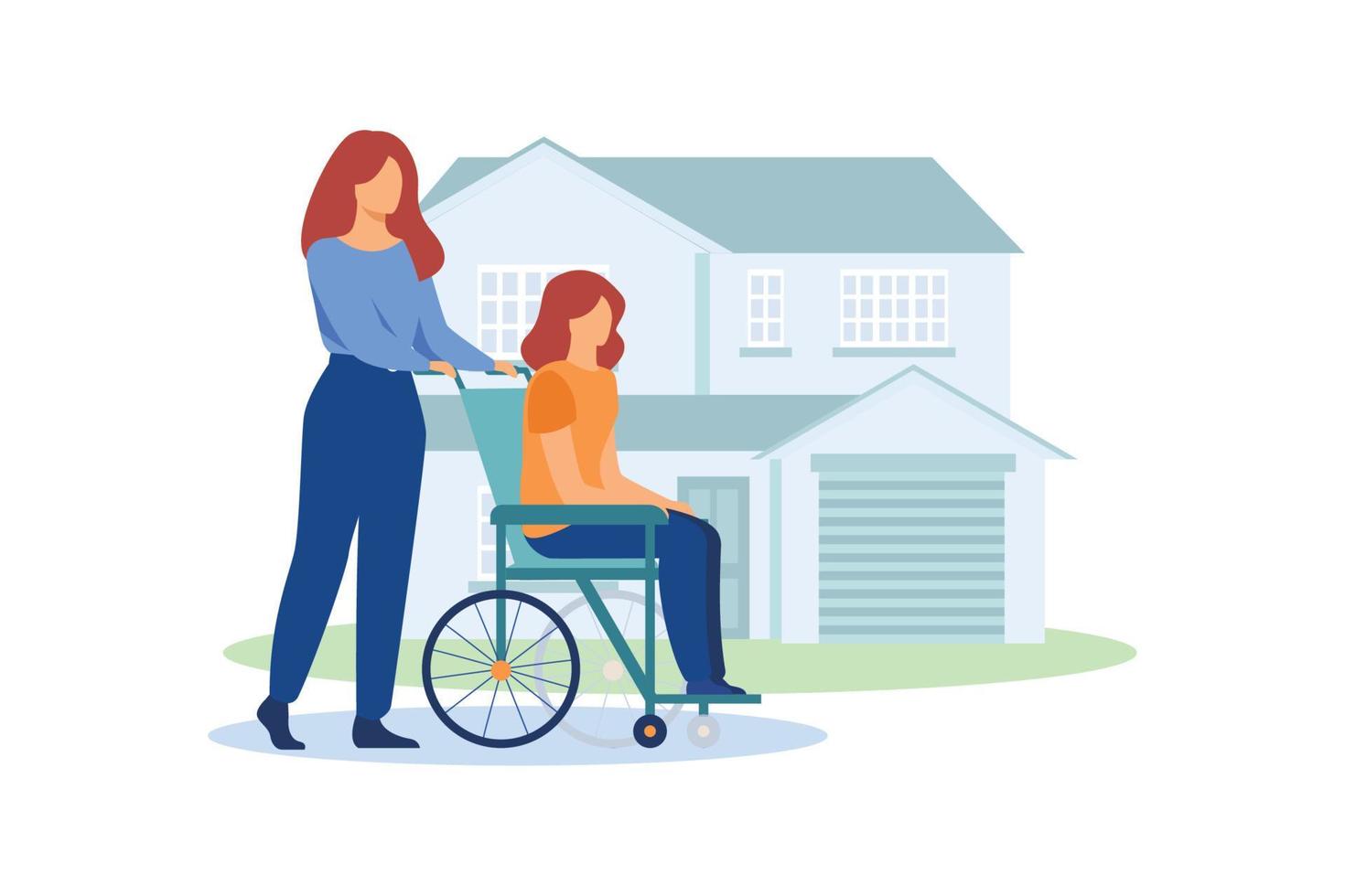 Care of disabled illustration vector