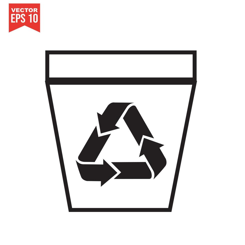 icono de papelera con signo de reciclaje. cubo de basura o cesta con símbolo de reciclaje. vector